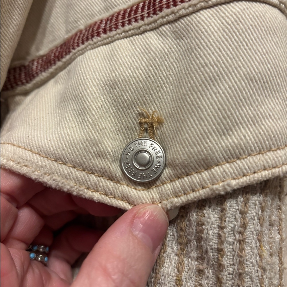 Free People Winter Cactus Embroidered Embellished Trucker Denim Jacket  Medium - Picture 7 of 13